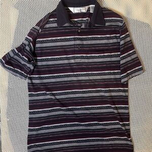 Classics By Palmland Striped Polo Shirt - Black, Gray, Red Vintage